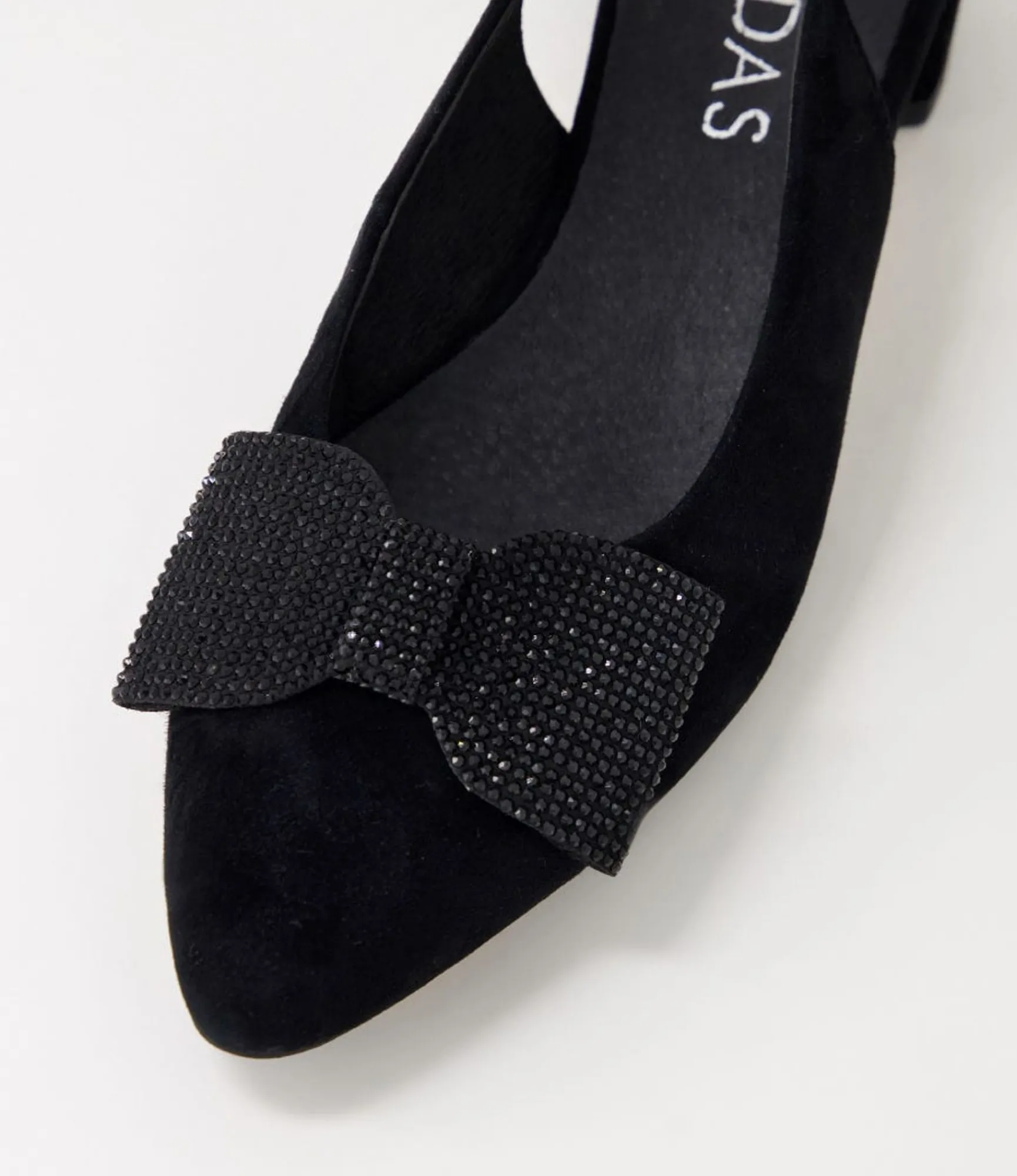 Discount Midas Shoes Flura Black Suede Flat Shoes