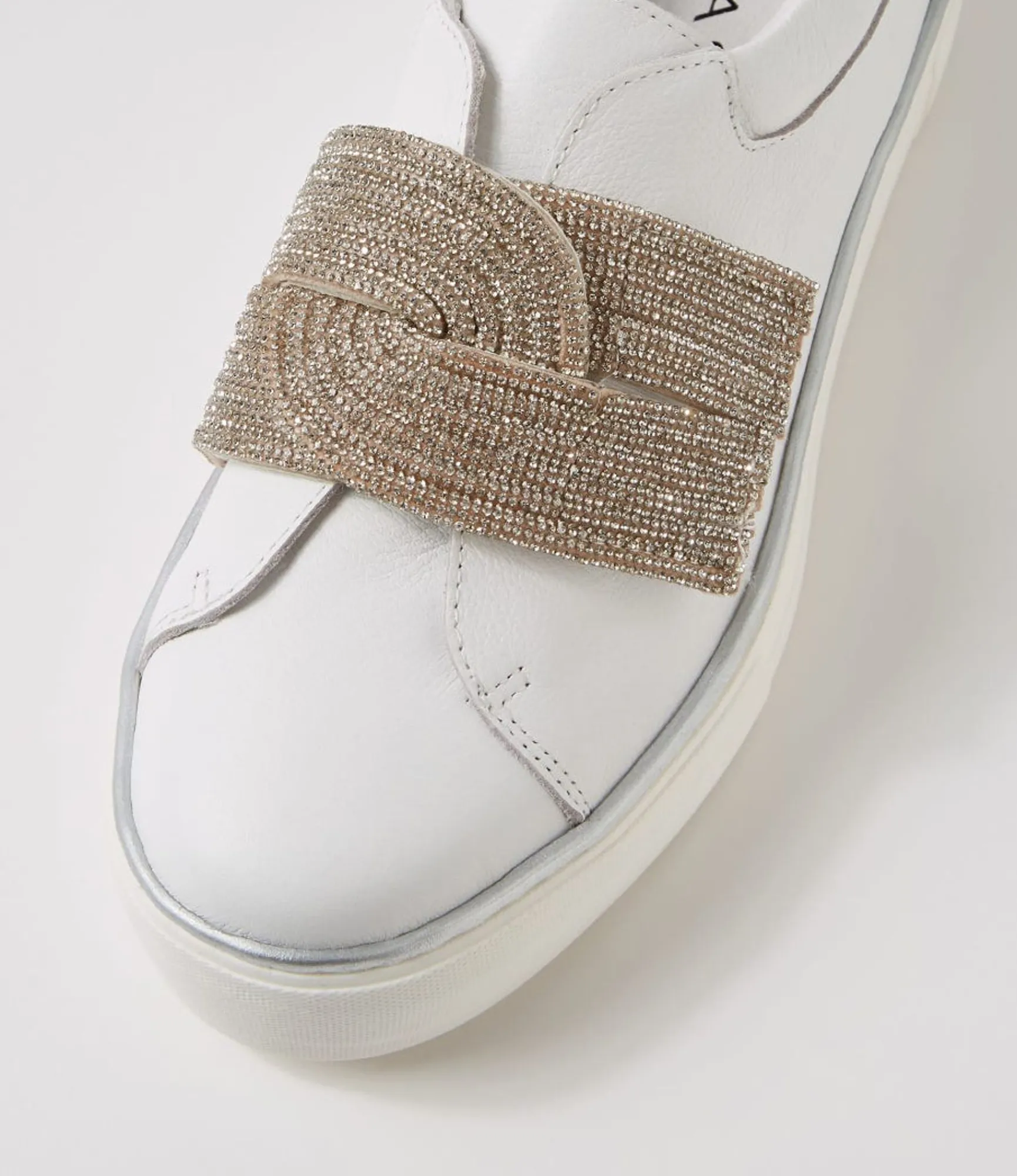 Cheap Midas Shoes Flutters White Silver Leather Jewels Sneakers