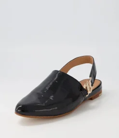 Hot Midas Shoes Fova Black Patent Leather Flat Shoes