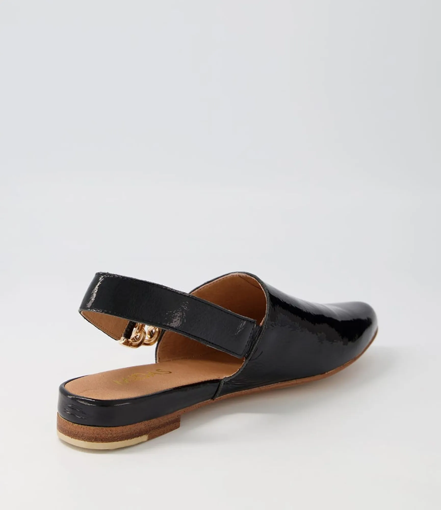 Hot Midas Shoes Fova Black Patent Leather Flat Shoes