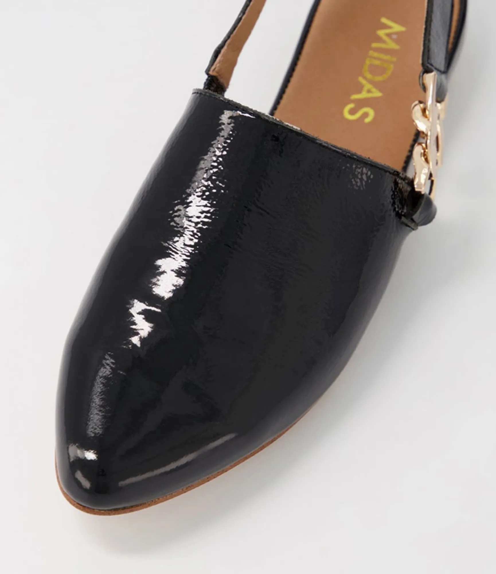 Hot Midas Shoes Fova Black Patent Leather Flat Shoes