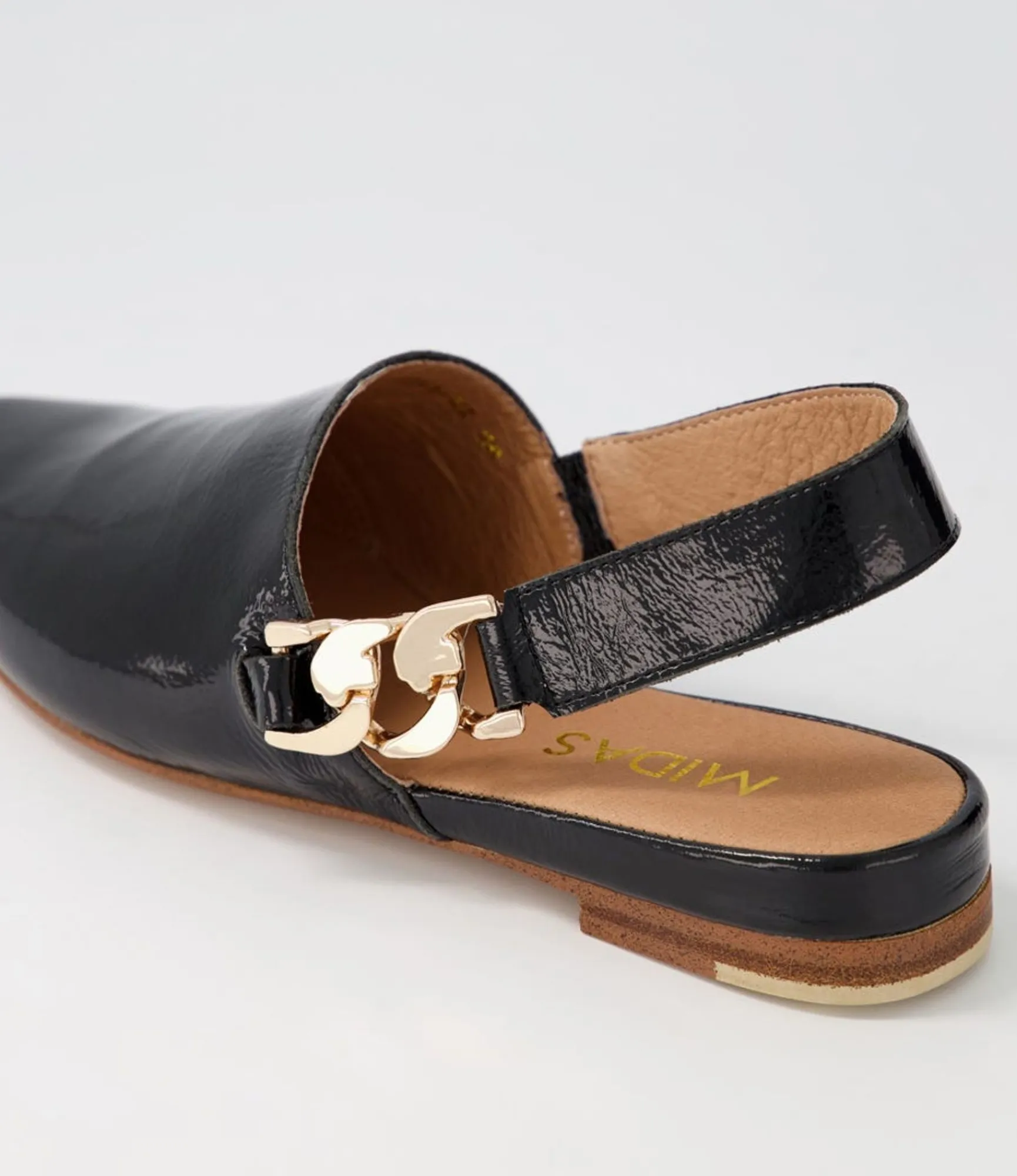 Hot Midas Shoes Fova Black Patent Leather Flat Shoes