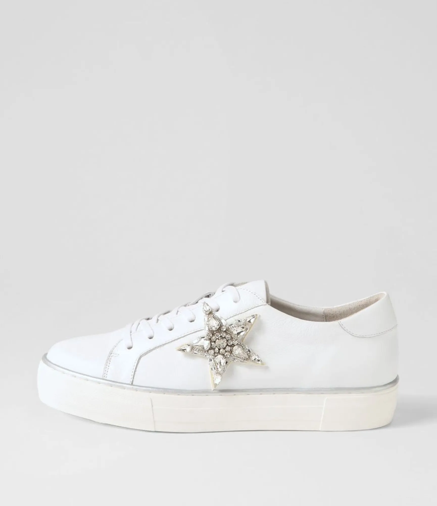 Discount Midas Shoes Foxxa White Silver Jewels Leather Sneakers