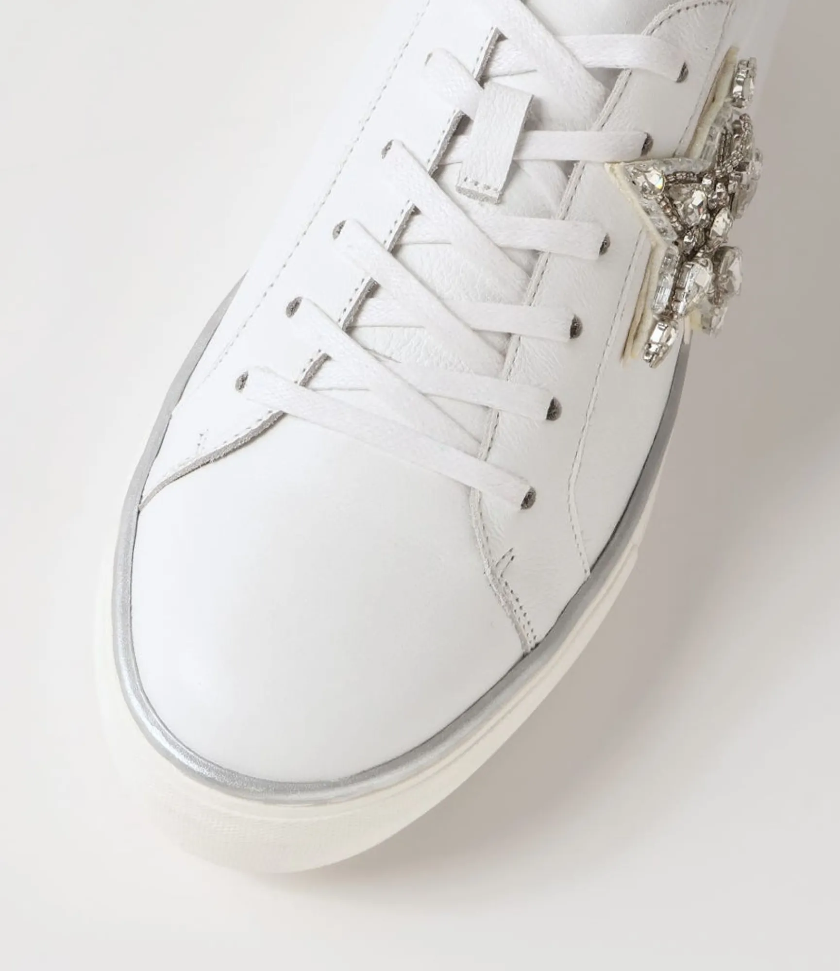 Discount Midas Shoes Foxxa White Silver Jewels Leather Sneakers