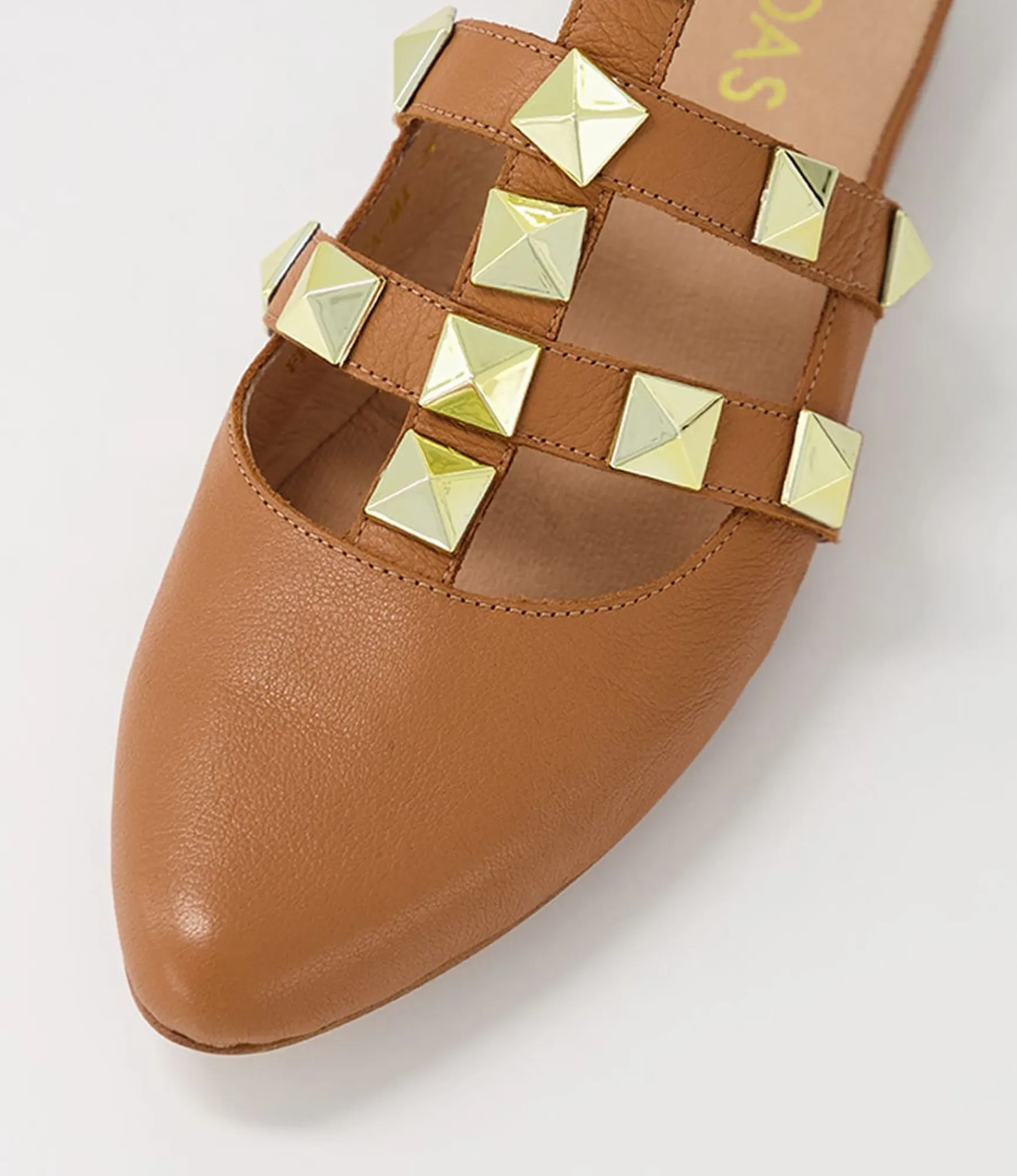 New Midas Shoes Francesca Tan Leather Flat Shoes
