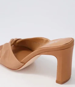 Discount Midas Shoes Franka Dark Tan Leather Slides