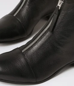 New Midas Shoes Funni Black Leather Ankle Boots
