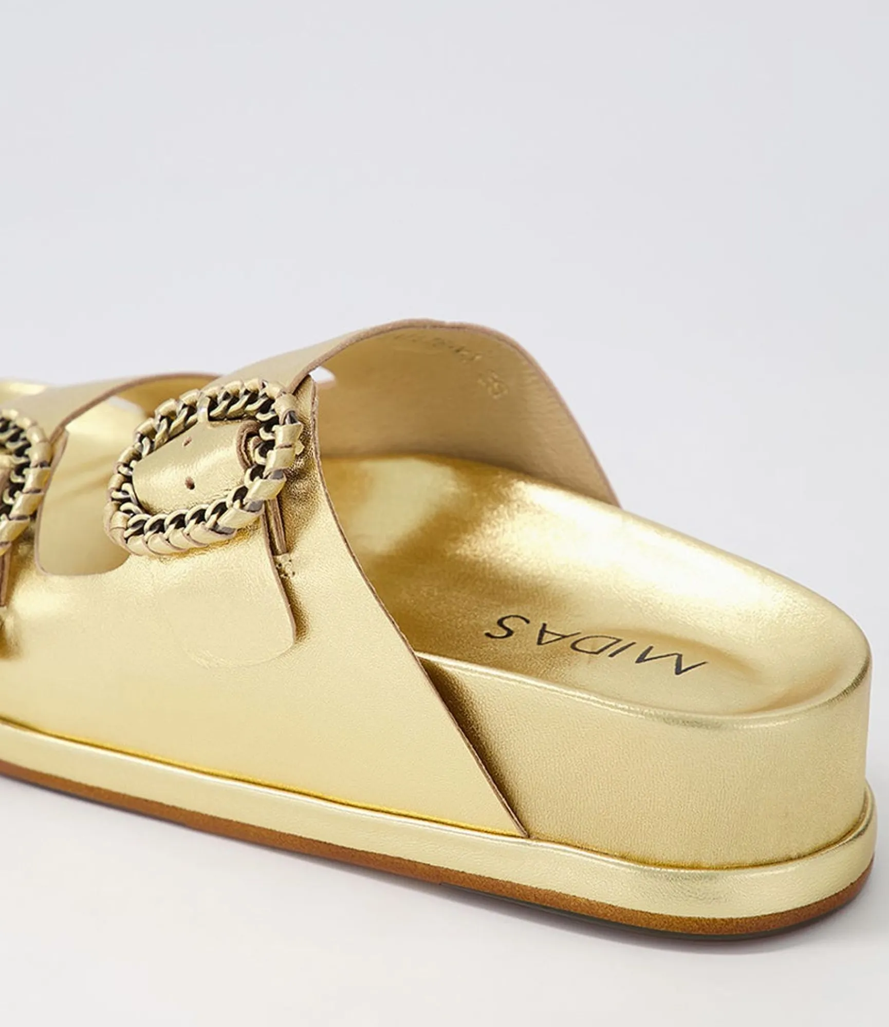 Sale Midas Shoes Gallie Old Gold Leather Slides