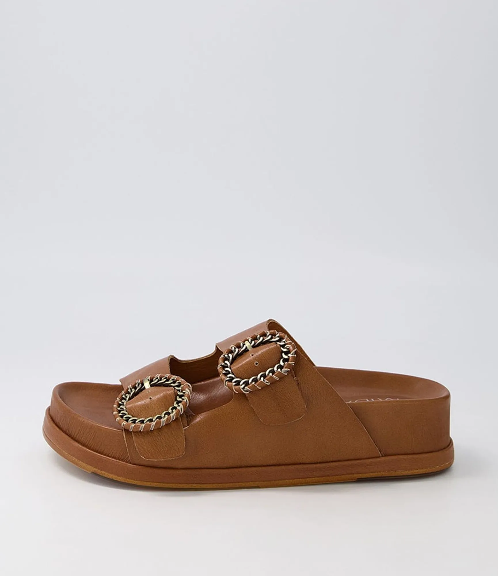 Shop Midas Shoes Gallie Toffee Leather Slides