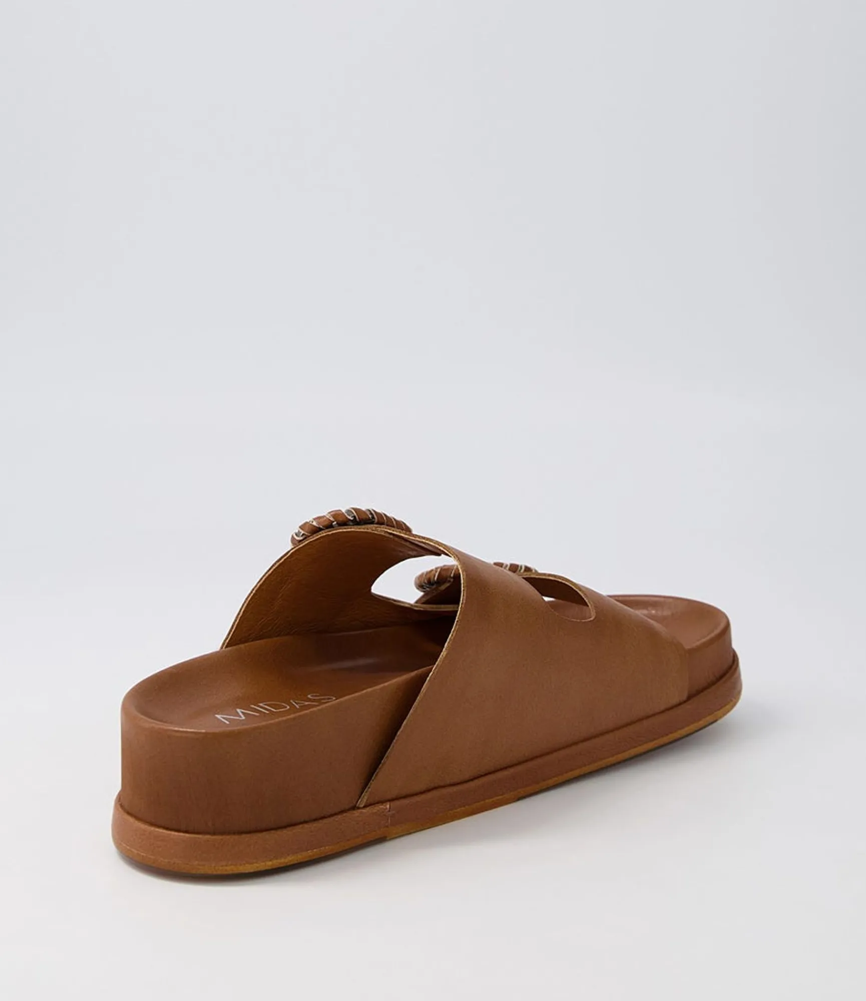 Shop Midas Shoes Gallie Toffee Leather Slides