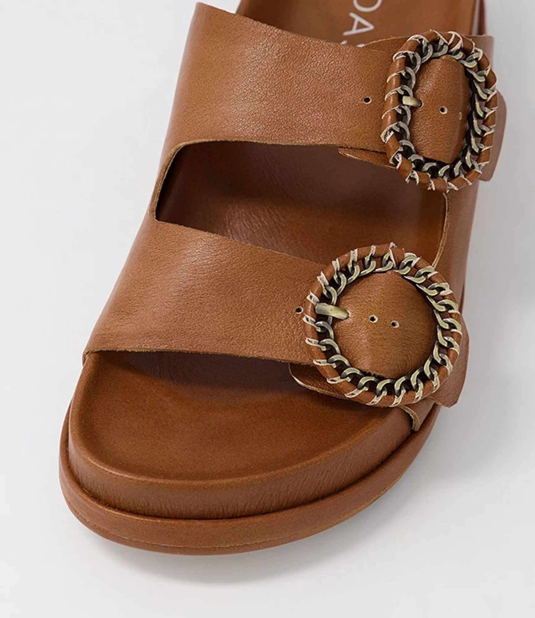 Shop Midas Shoes Gallie Toffee Leather Slides