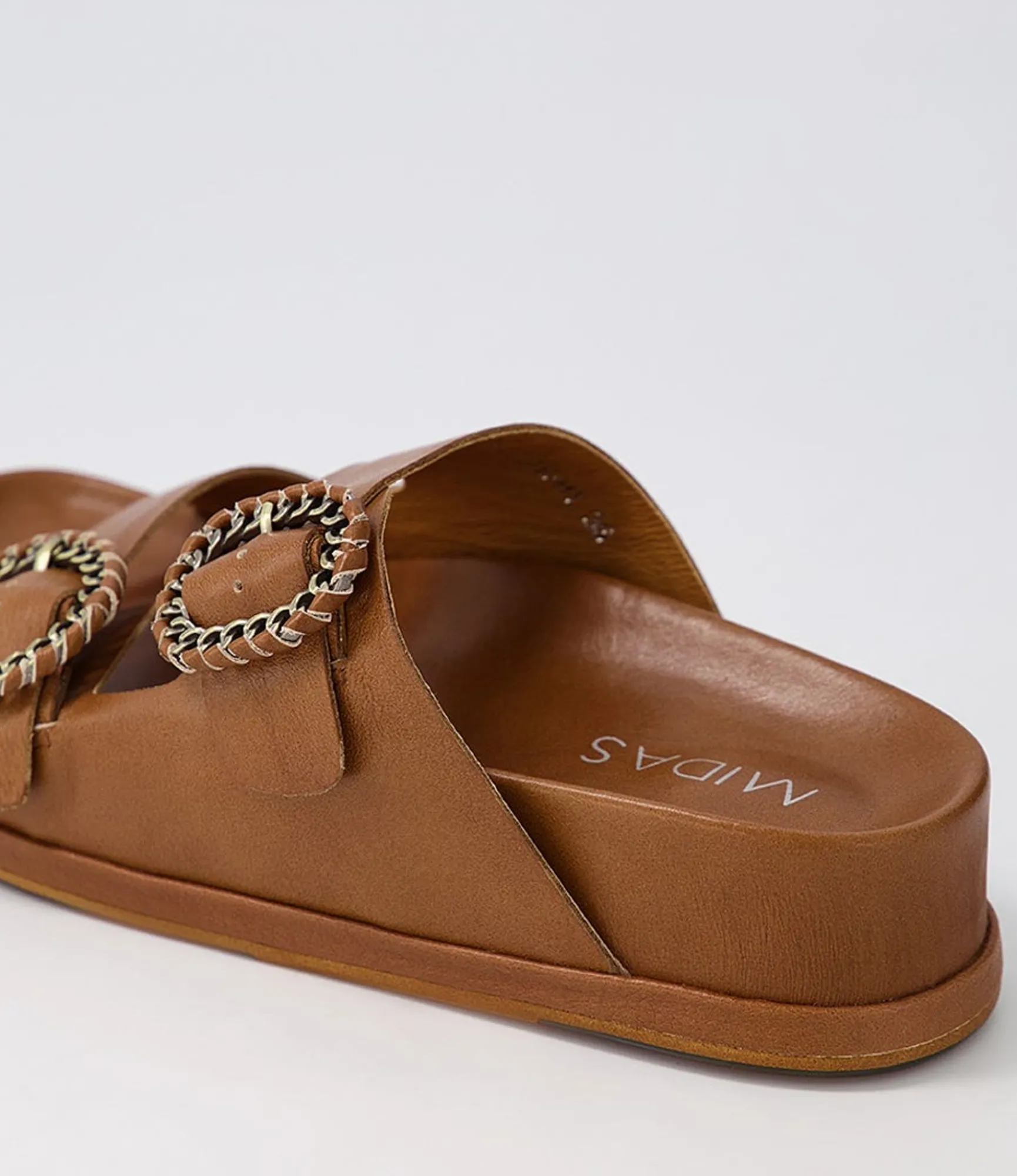 Shop Midas Shoes Gallie Toffee Leather Slides