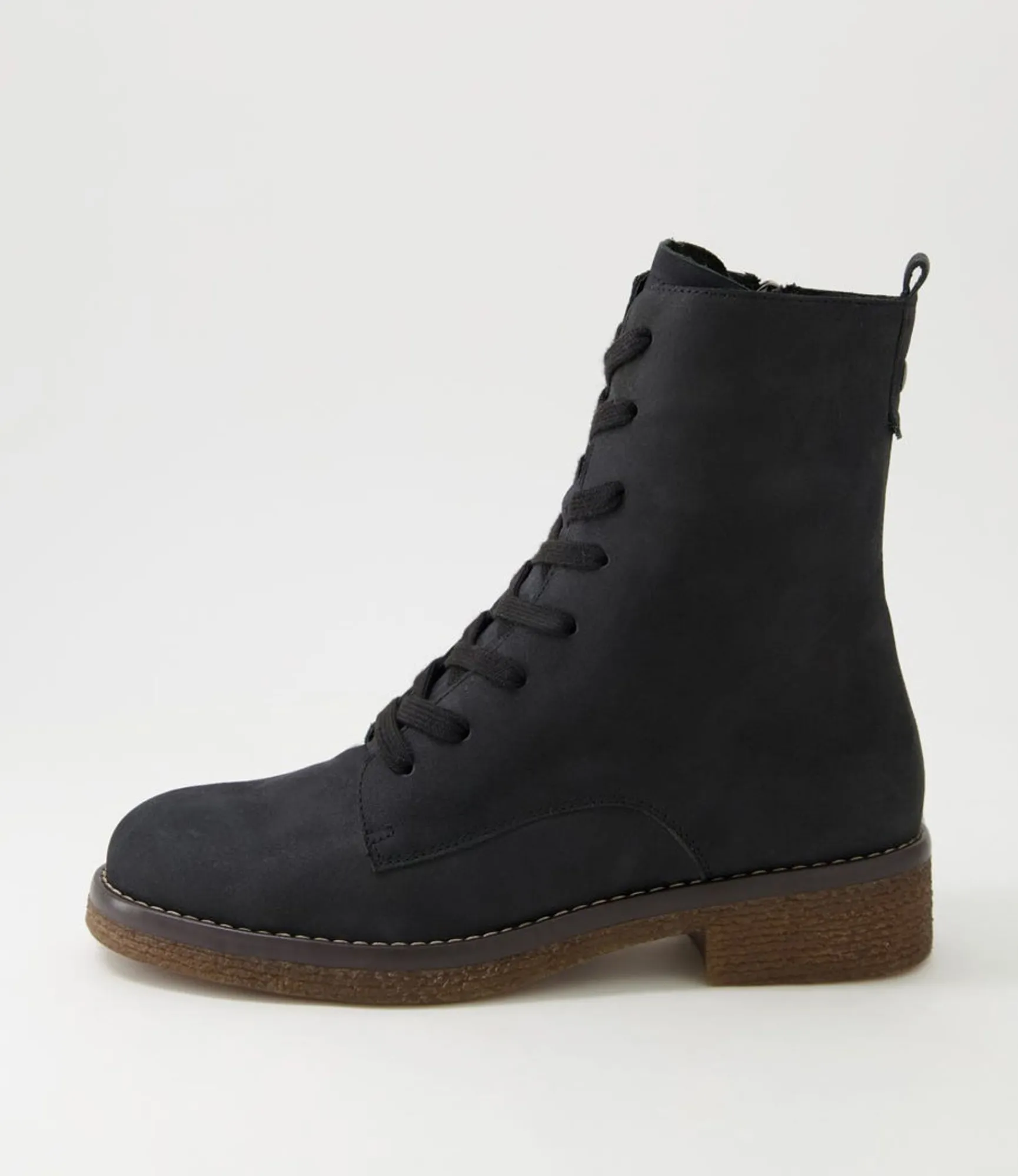 Cheap Midas Shoes Garnett Black Leather Lace Up Boots