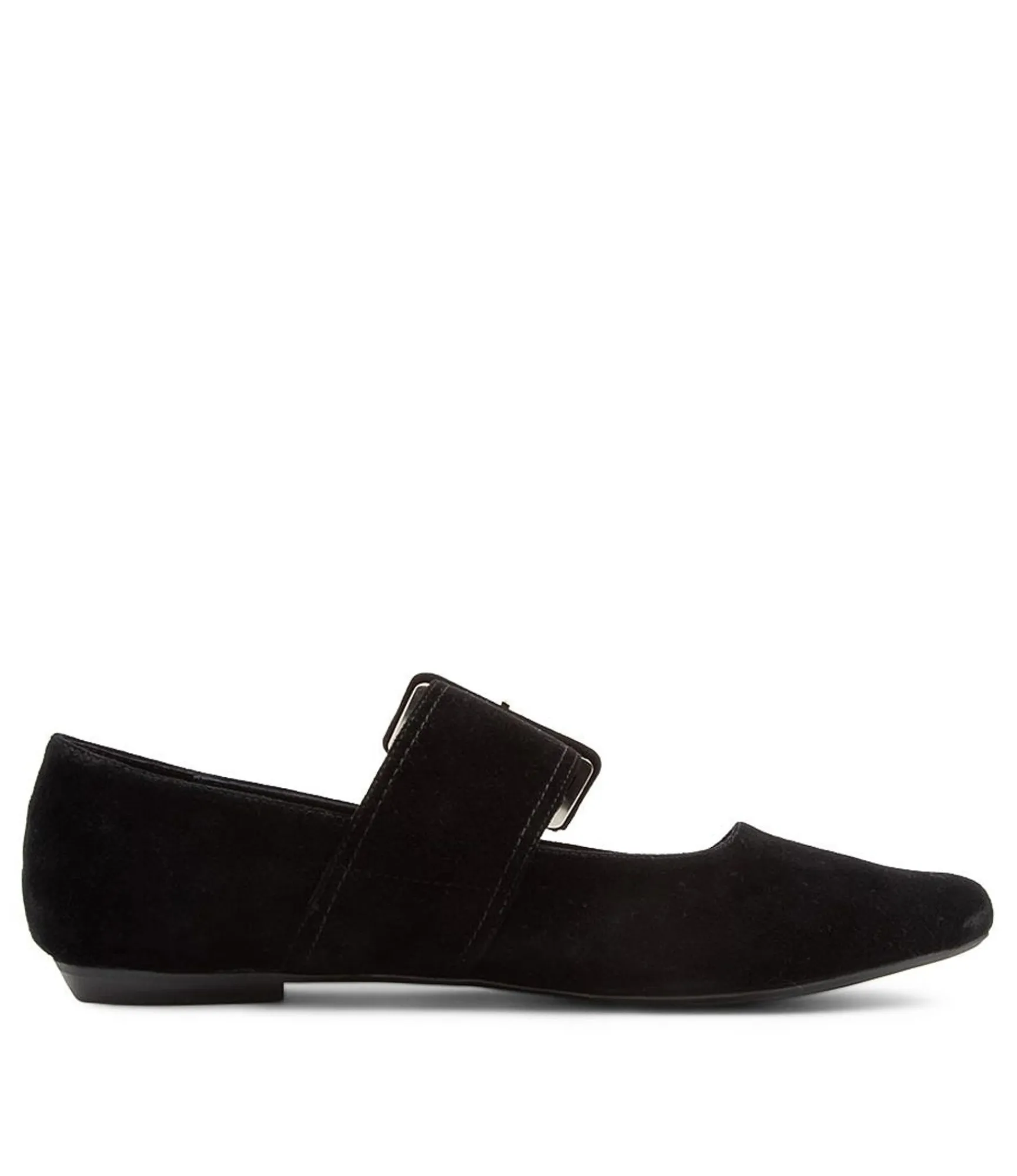 Outlet Midas Shoes Georgine Black Suede Flat Shoes