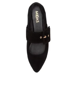 Outlet Midas Shoes Georgine Black Suede Flat Shoes