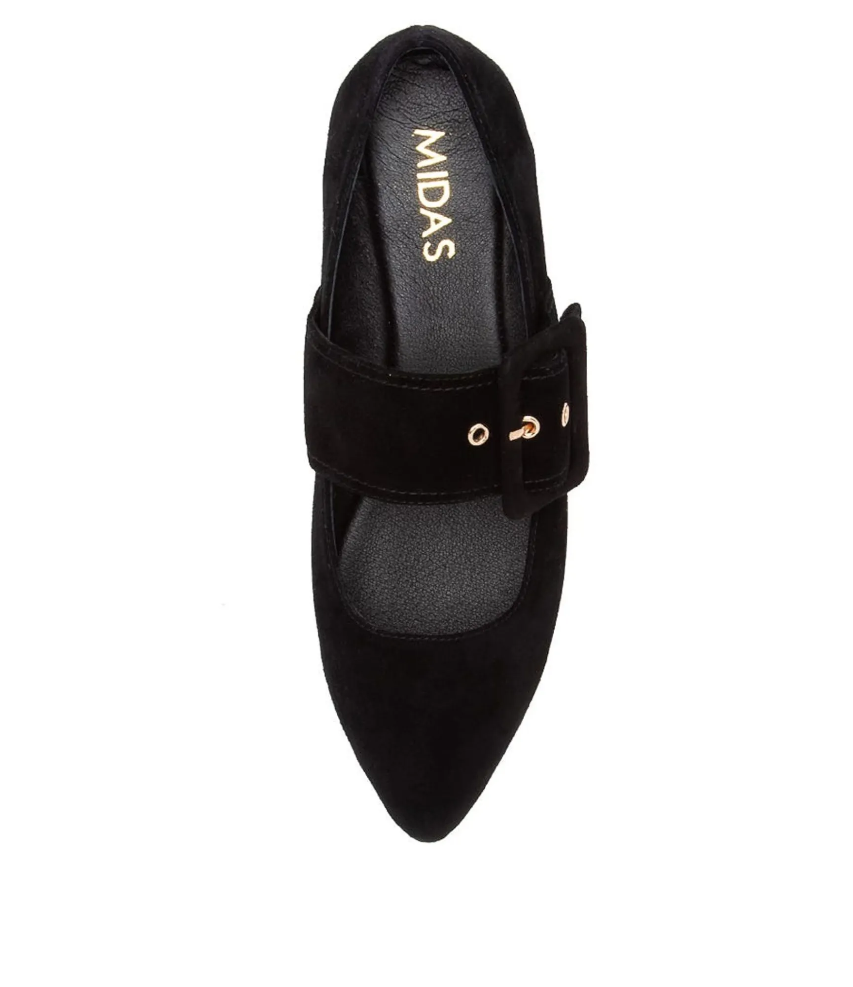Outlet Midas Shoes Georgine Black Suede Flat Shoes