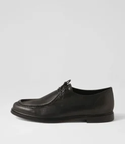 Best Midas Shoes Gessie Black Shine Leather Lace Up Flats