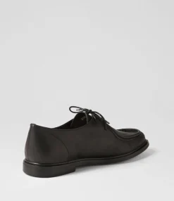 Best Midas Shoes Gessie Black Shine Leather Lace Up Flats