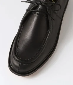 Best Midas Shoes Gessie Black Shine Leather Lace Up Flats
