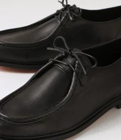 Best Midas Shoes Gessie Black Shine Leather Lace Up Flats