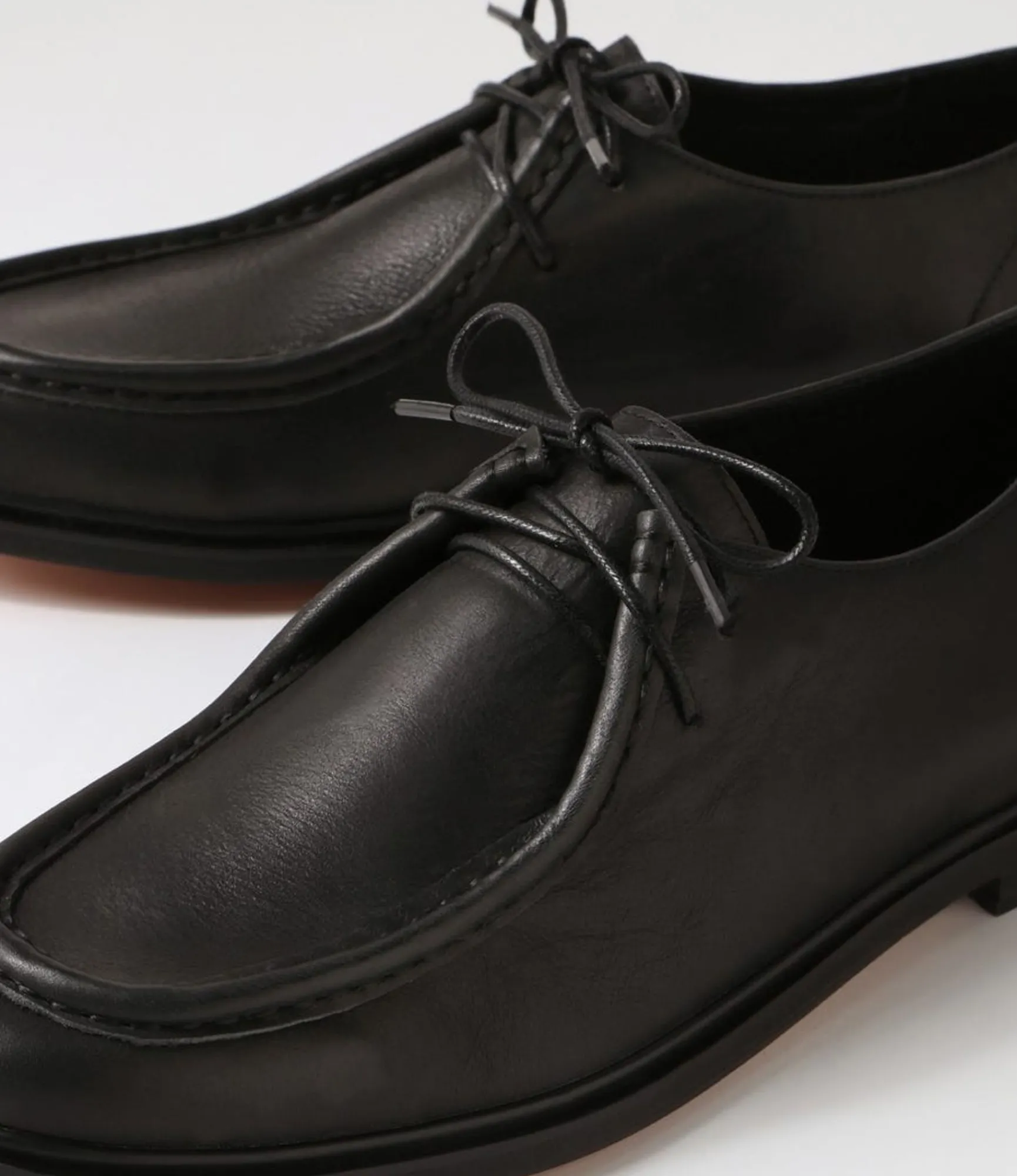 Best Midas Shoes Gessie Black Shine Leather Lace Up Flats