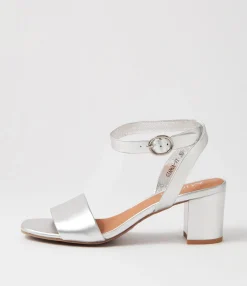 New Midas Shoes Gianna Silver Leather Sandals
