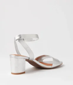 New Midas Shoes Gianna Silver Leather Sandals
