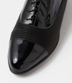 Cheap Midas Shoes Gilberts Black Stripe Patent Leather Lace Up Flats