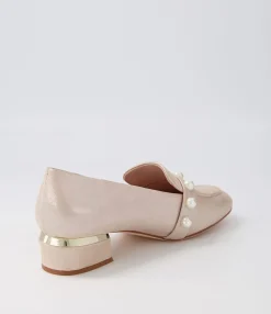 Online Midas Shoes Gilded Nude Shimmer Leather Heels