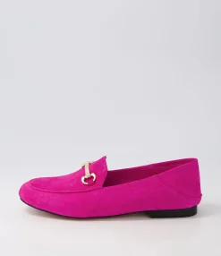 Best Sale Midas Shoes Ginnas Fuchsia Suede Loafers