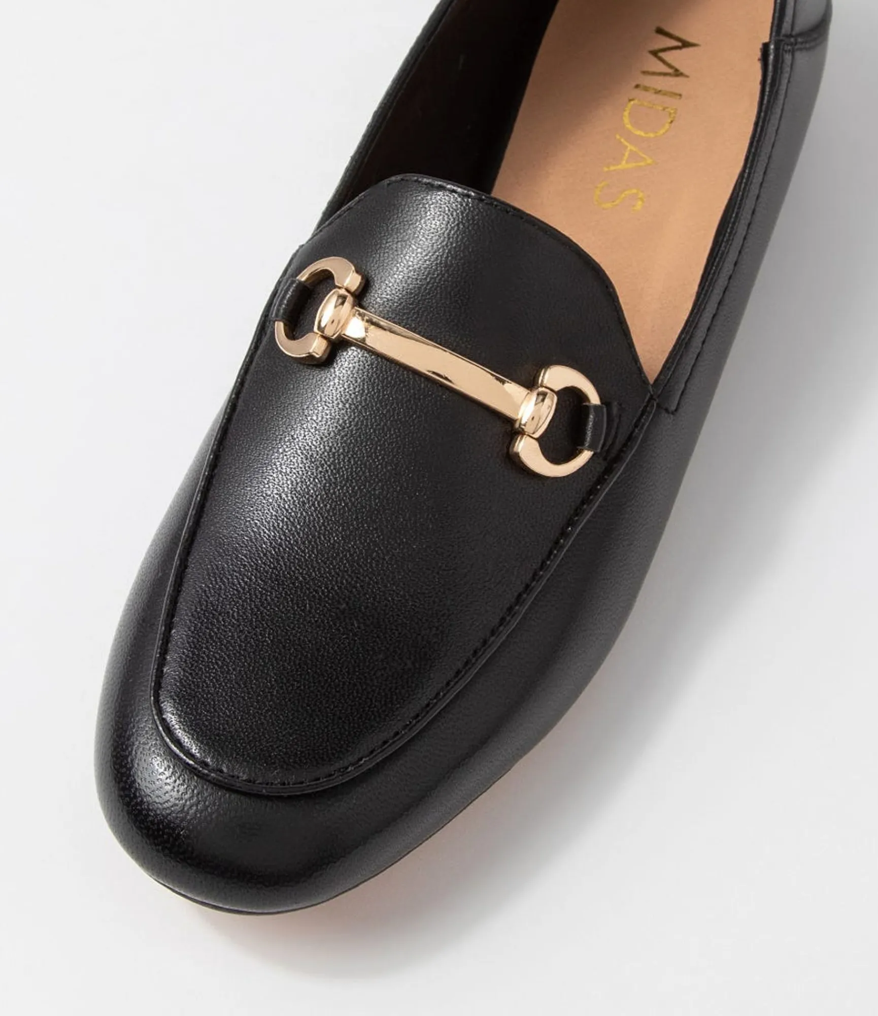 Sale Midas Shoes Ginnas Half Black Leather Loafers