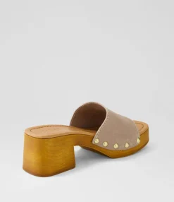 Hot Midas Shoes Gladd Taupe Suede Sandals