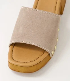 Hot Midas Shoes Gladd Taupe Suede Sandals