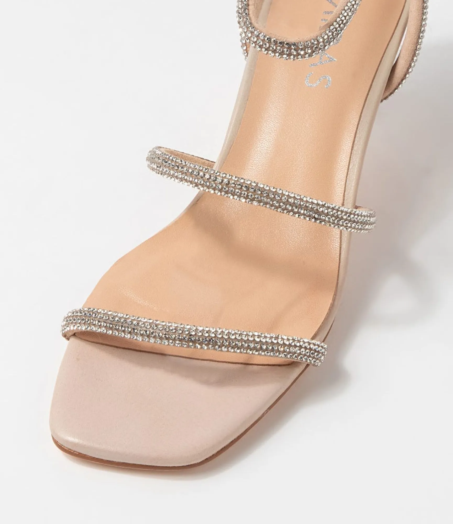 Cheap Midas Shoes Glamm Dark Nude Clear Leather Jewels Sandals