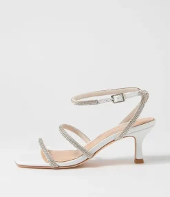 Cheap Midas Shoes Glamm White Clear Leather Jewels Sandals