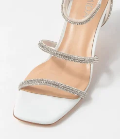 Cheap Midas Shoes Glamm White Clear Leather Jewels Sandals