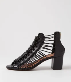 Fashion Midas Shoes Glennora Black Leather Sandals