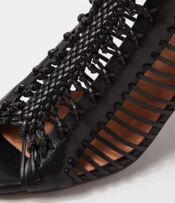 Fashion Midas Shoes Glennora Black Leather Sandals