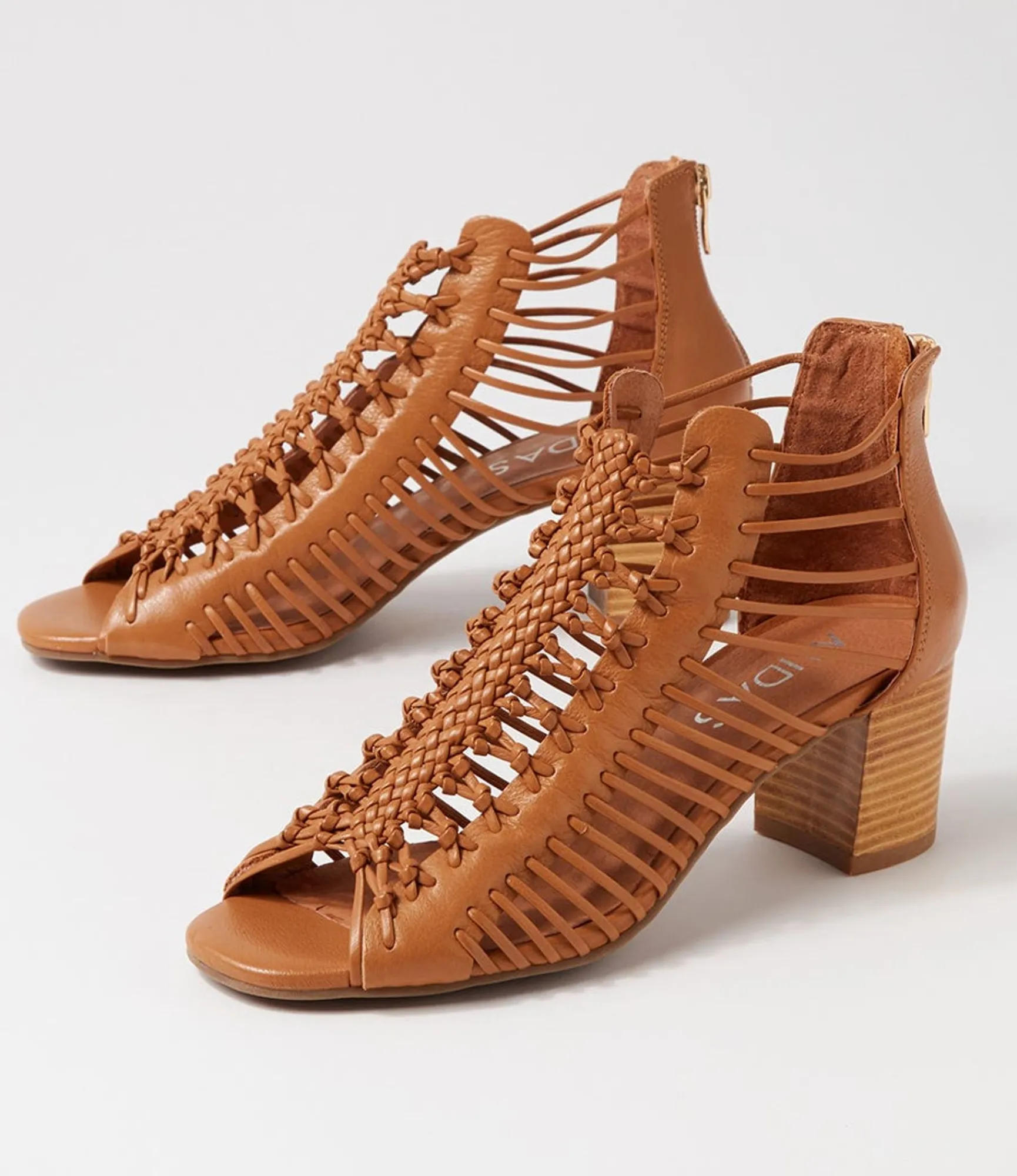 Fashion Midas Shoes Glennora Dark Tan Leather Sandals