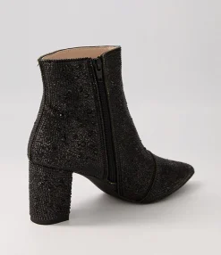 Cheap Midas Shoes Glistin Black Jewel Fabric Ankle Boots