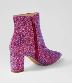 Shop Midas Shoes Glistin Fuchsia Jewel Fabric Ankle Boots