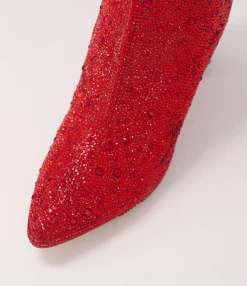 Shop Midas Shoes Glistin Red Jewel Fabric Ankle Boots