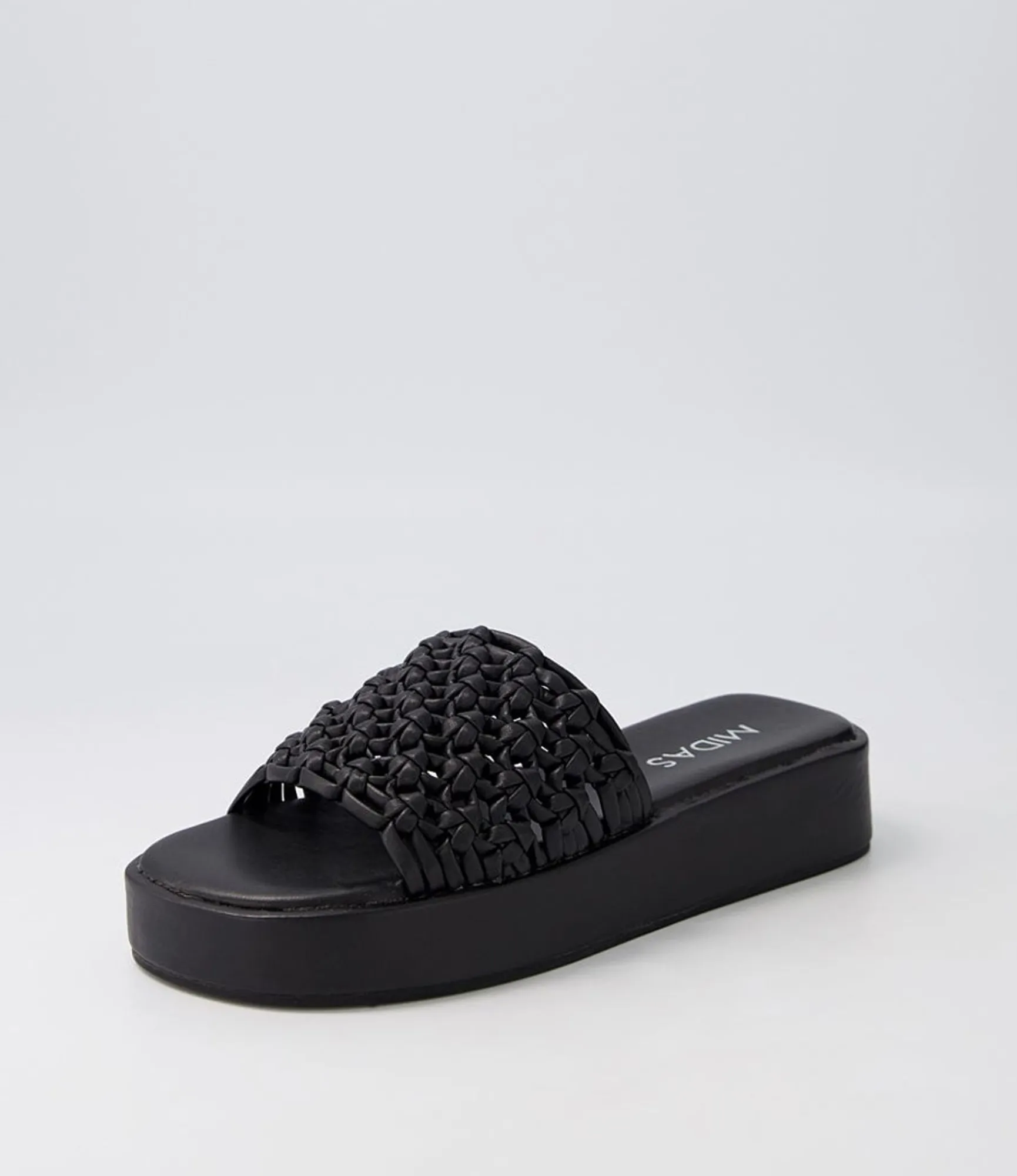 Clearance Midas Shoes Gomesh Black Weave Slides
