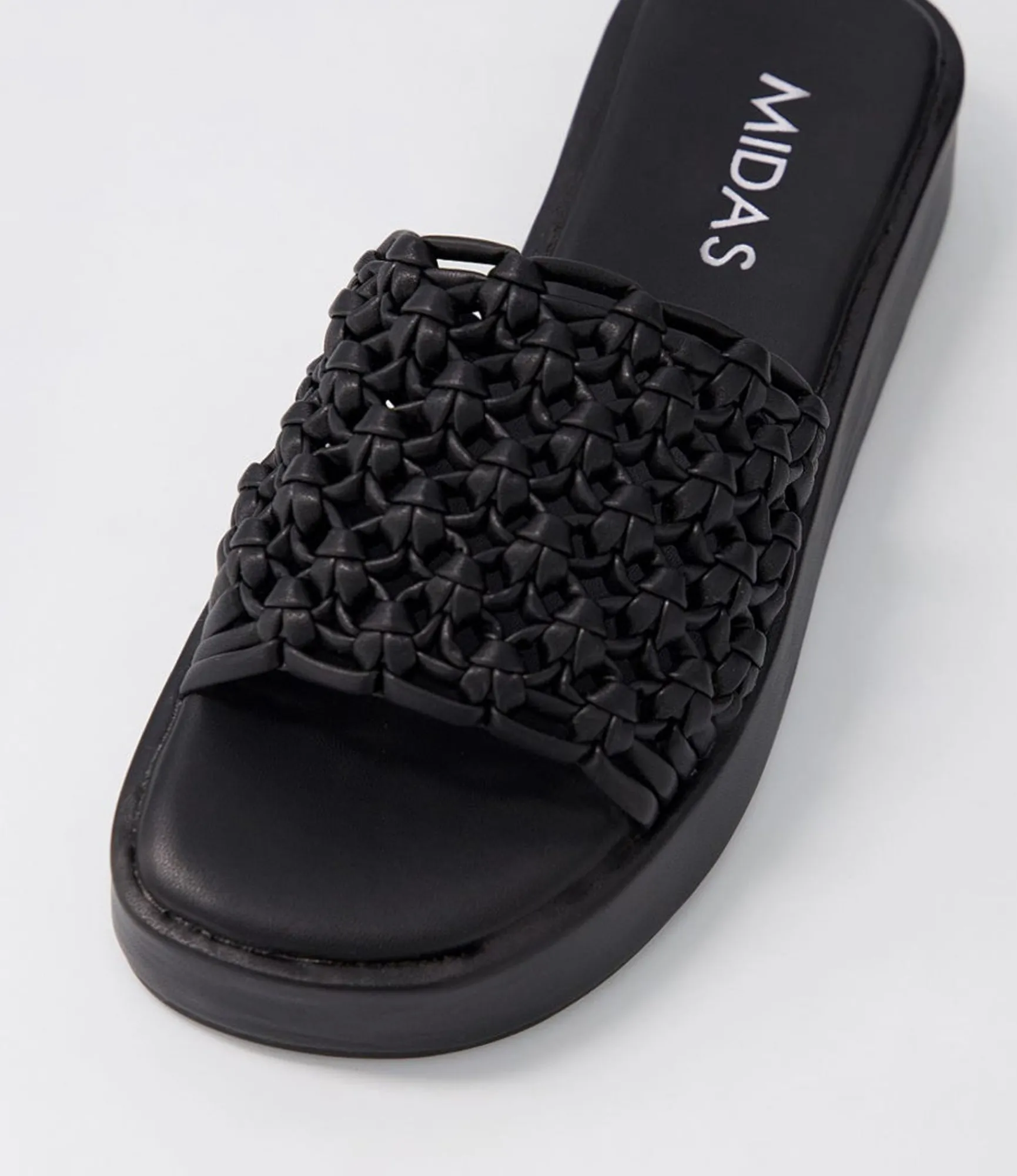 Clearance Midas Shoes Gomesh Black Weave Slides