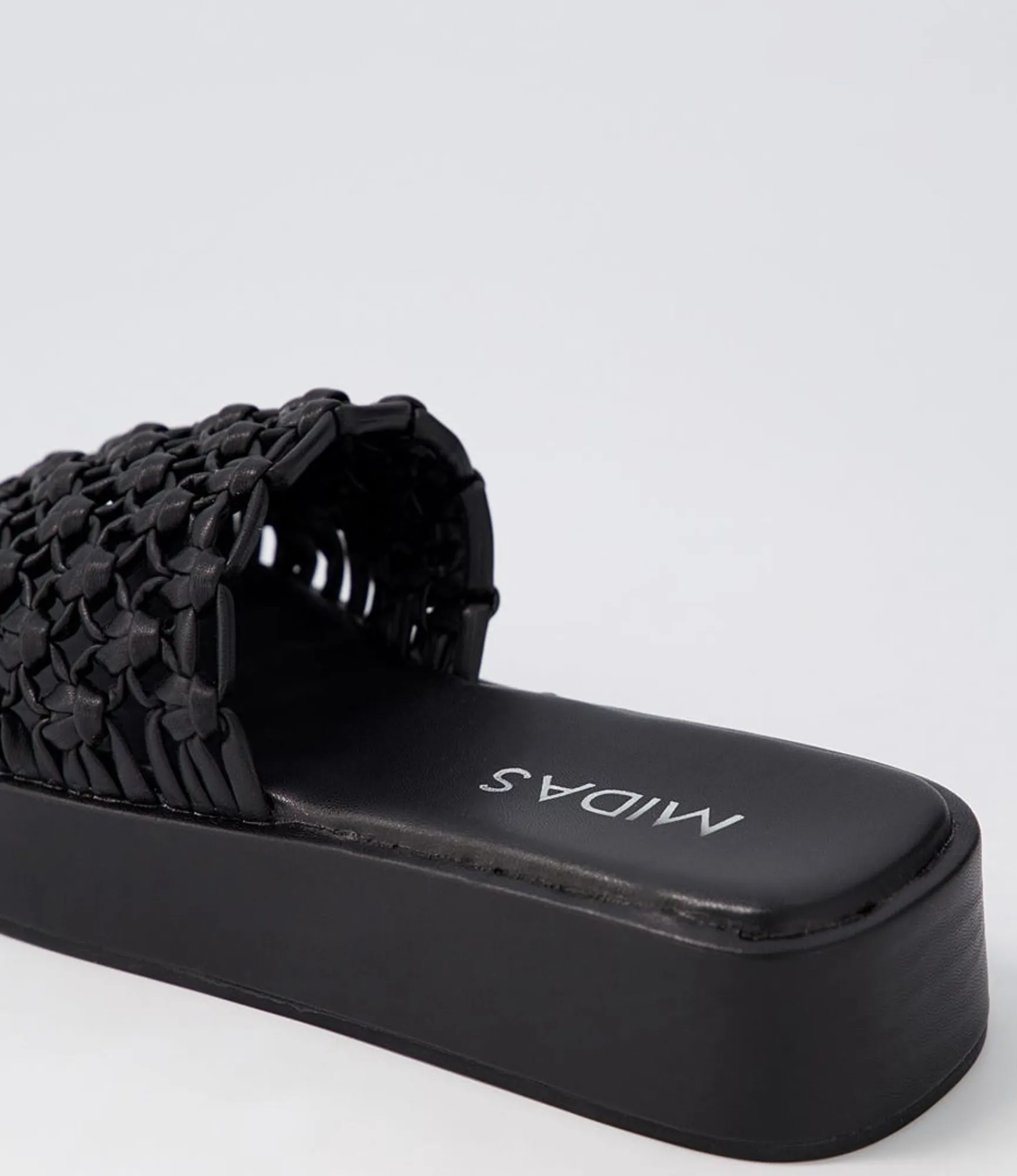 Clearance Midas Shoes Gomesh Black Weave Slides