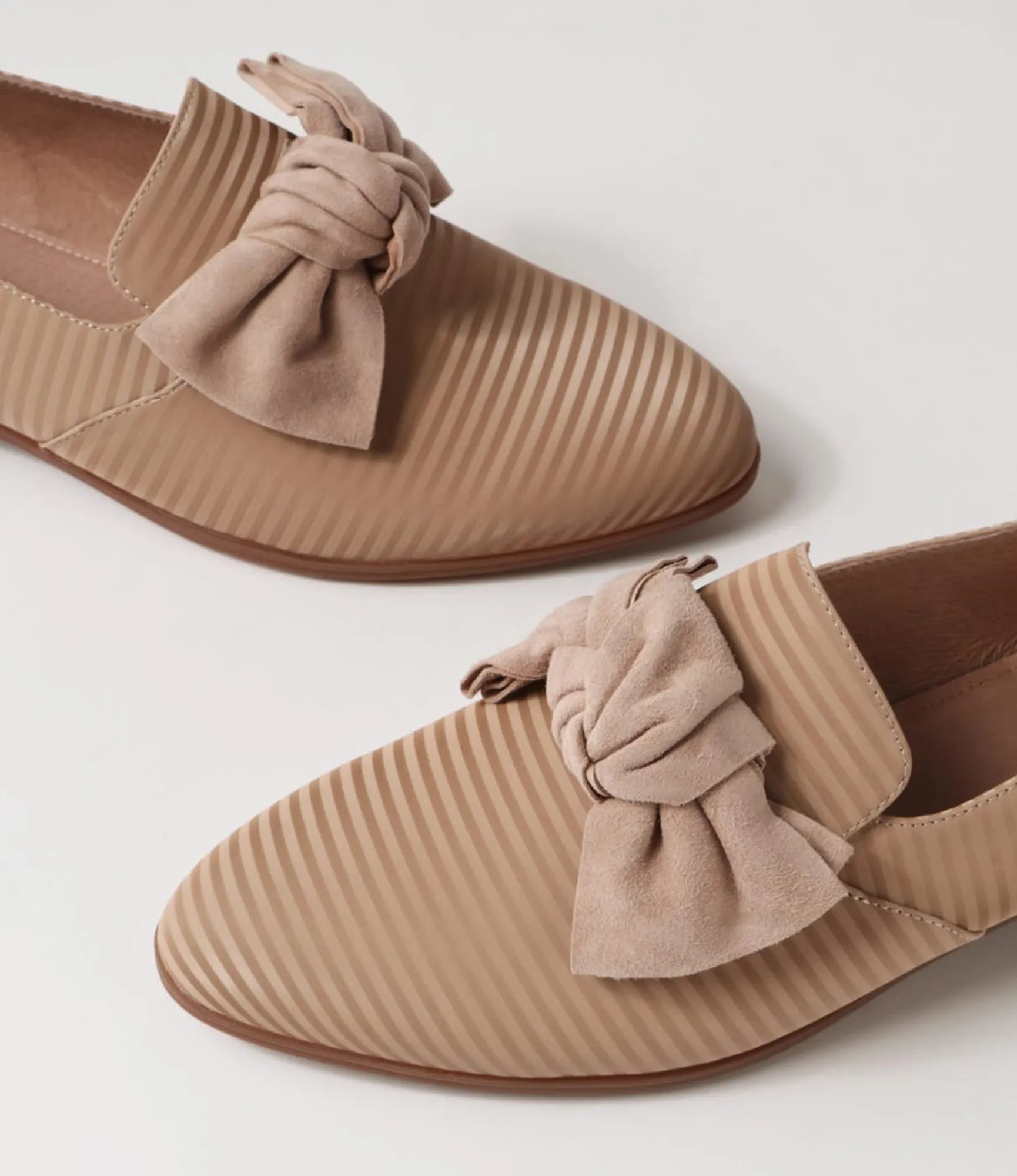 Best Sale Midas Shoes Gorden Cafe Stripe Leather Suede Flat Shoes