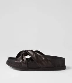 Discount Midas Shoes Gordon Black Scratch Leather Slides
