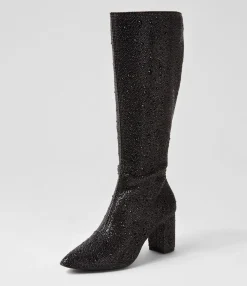 Flash Sale Midas Shoes Gorg Black Jewel Fabric Knee High Boots