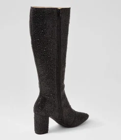 Flash Sale Midas Shoes Gorg Black Jewel Fabric Knee High Boots
