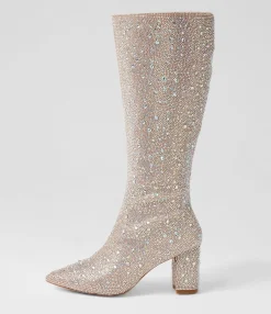 Sale Midas Shoes Gorg Silver Jewel Fabric Knee High Boots